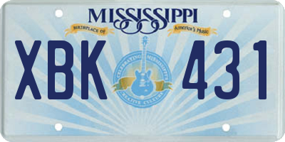 MS license plate XBK431