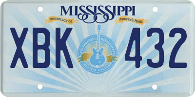 MS license plate XBK432