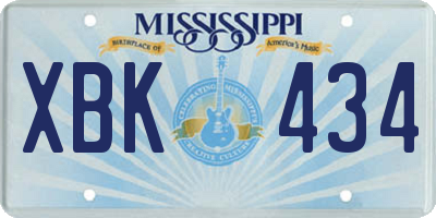 MS license plate XBK434