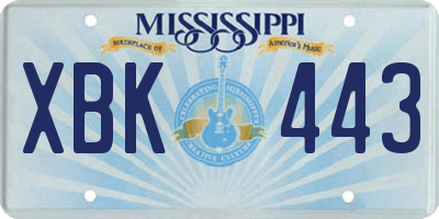MS license plate XBK443