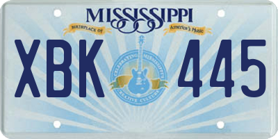 MS license plate XBK445