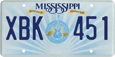 MS license plate XBK451