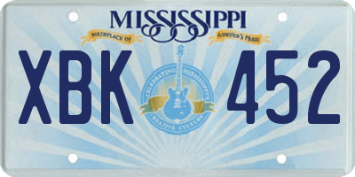 MS license plate XBK452