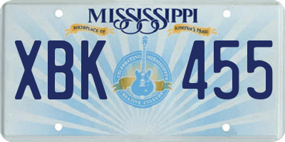 MS license plate XBK455
