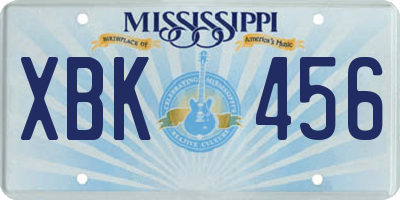 MS license plate XBK456