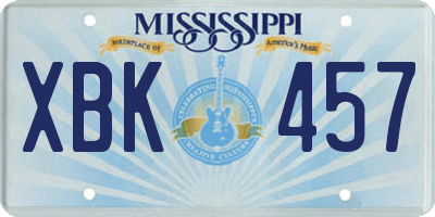 MS license plate XBK457