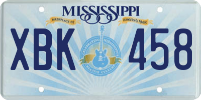 MS license plate XBK458
