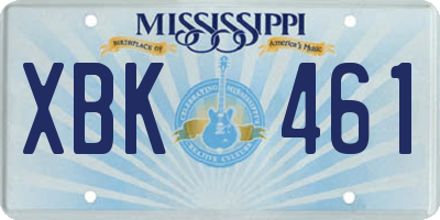 MS license plate XBK461