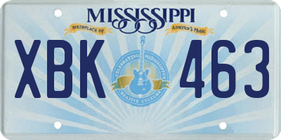 MS license plate XBK463