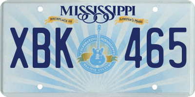 MS license plate XBK465