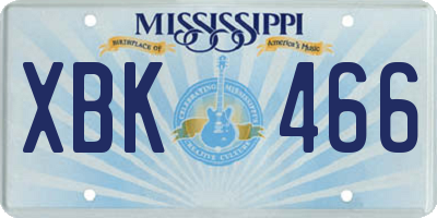 MS license plate XBK466