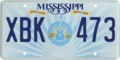 MS license plate XBK473