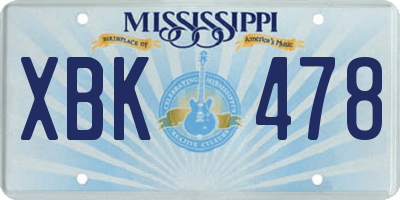 MS license plate XBK478