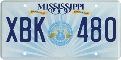 MS license plate XBK480