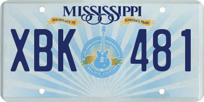 MS license plate XBK481