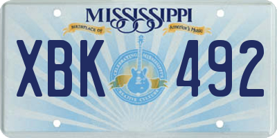 MS license plate XBK492