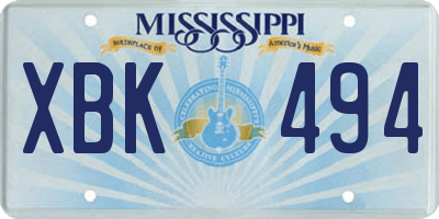 MS license plate XBK494