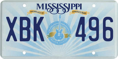 MS license plate XBK496