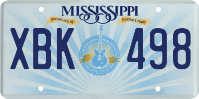 MS license plate XBK498
