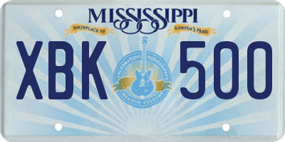 MS license plate XBK500