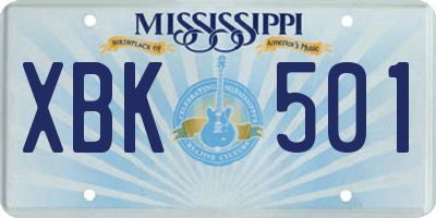 MS license plate XBK501
