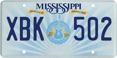 MS license plate XBK502