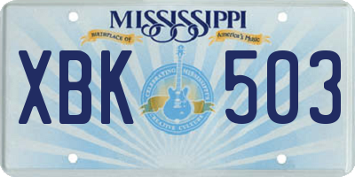 MS license plate XBK503