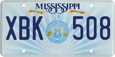 MS license plate XBK508