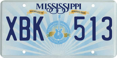 MS license plate XBK513