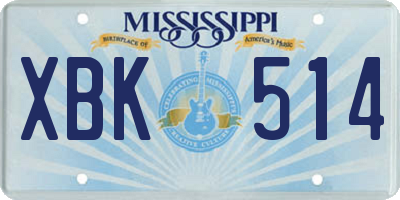 MS license plate XBK514