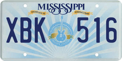 MS license plate XBK516