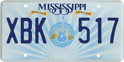 MS license plate XBK517