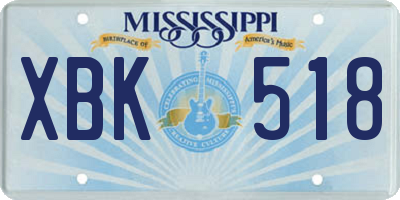MS license plate XBK518