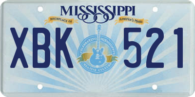 MS license plate XBK521