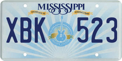 MS license plate XBK523
