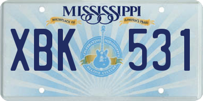 MS license plate XBK531