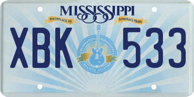MS license plate XBK533