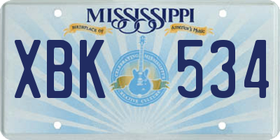 MS license plate XBK534