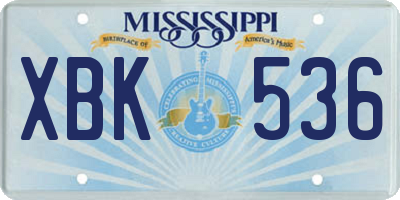 MS license plate XBK536