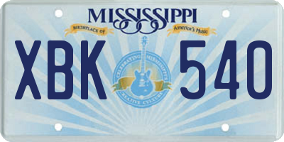 MS license plate XBK540