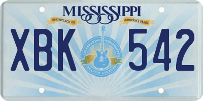 MS license plate XBK542
