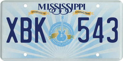 MS license plate XBK543