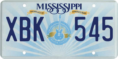MS license plate XBK545