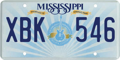 MS license plate XBK546