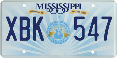 MS license plate XBK547