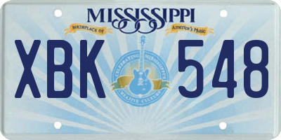 MS license plate XBK548