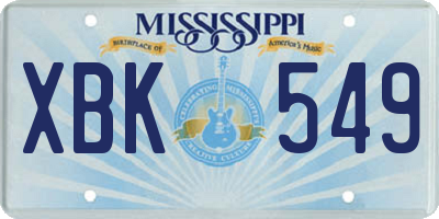 MS license plate XBK549