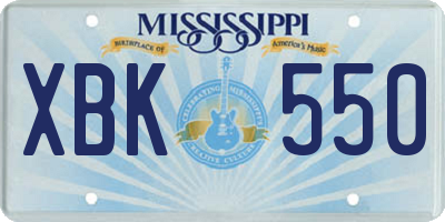 MS license plate XBK550