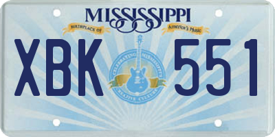 MS license plate XBK551