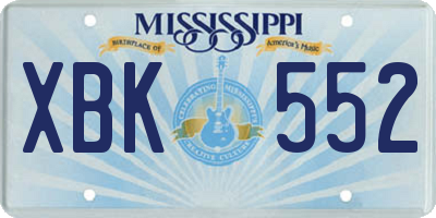 MS license plate XBK552